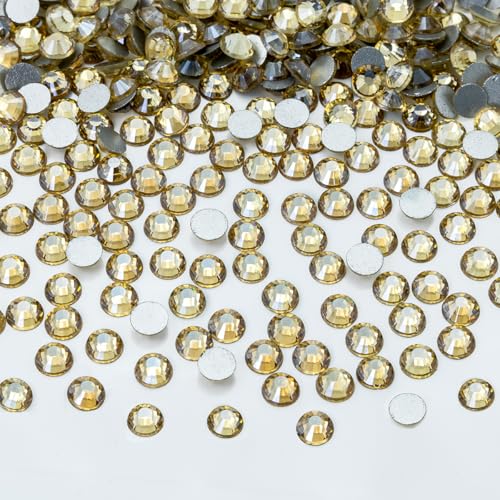 1440pcs SS16 4.0mm Champagne Gold Flatback Rhinestones Bulk K9 Glass Golden Gems Round Beads Stones Diamonds Nail Charms Jewels Nail Art Supplies Decor for Nails Eyes Face Makeup Crafts DIY Tumblers - color: Champagne, size: Ss16
