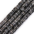 JOE FOREMAN 2x6mm Natural Black Larvikite Stone Heishi Disc Rondelle Spacer Beads for Jewelry Making Full 15" Strand Energy Stone Healing Power Crystal - color: Black Larvikite Stone