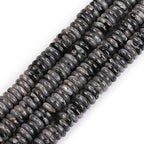 JOE FOREMAN 2x6mm Natural Black Larvikite Stone Heishi Disc Rondelle Spacer Beads for Jewelry Making Full 15" Strand Energy Stone Healing Power Crystal - color: Black Larvikite Stone