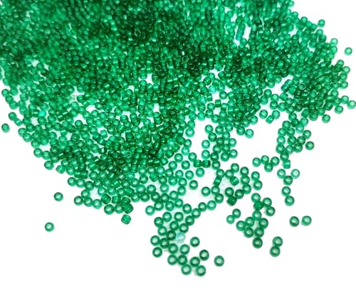 Perlin Glass Seed Beads 2mm 11/0 Round Mini Small Pony Beads 6500pcs for Making Earrings Bracelets Pendants Waist Jewelry DIY Handmade Transparent Color Kit (Green Zircon) - color: Green Zircon
