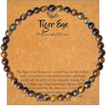 MAIBAOTA Healing Crystal Bracelet for Women Men, 8/4 mm Natural Stone Beaded Bracelets, Jewelry Birthday Gifts, Round Gemstones Stretch Bracelets - color: Brown-Tiger Eye, size: 4 mm