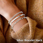 Gold Bracelets Set for Women Stack, Chunky Thick Bracelets Stack for Women Trendy, Simple Dainty Thin Gold Plated Cuff Stackable Bracelets With Beaded Cuban Paperclip Snake Rope Bangle Hand Chain Jewelry - style: Style 05-silver