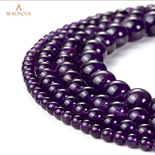 BEADNOVA 4mm Natural Amethyst Purple Quartz Gemstone Round Loose Beads for Jewelry Making (90-92pcs) - color: 21) Amethyst Quartz Round Beads, size: 4mm