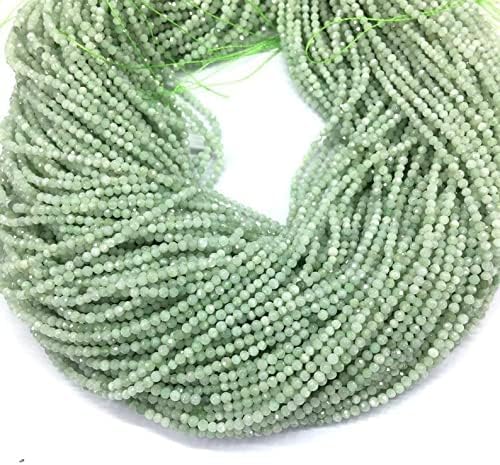 Z.A Gems Natural Green Jade Faceted Beads- 2 mm Round Beads - Natural Gemstone Beads for Jewelry Making Strand 13 Inch. - size: 2 mm