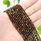 AD Beads Natural Gemstone Diamond-Cut Micro-Faceted Round Tiny 4mm Small Round for DIY Necklace Jewelry Making Beads (Gold Obsidian) - color: Gold Obsidian