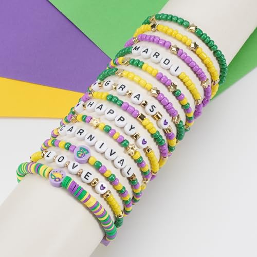 Twinfree Bohemia Beaded Bracelet for Women, Polymer Clay Stretch Bracelets - color: color 28