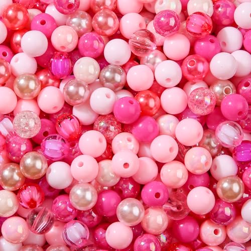 12mm Acrylic Beads 300pcs Pink Focal Spacer Bead Chunk Bubblegum Beads for DIY Crafting Necklace Bracelet Jewelry Making Keychain (Pink) - color: pink