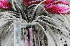 Bead Embroidery Kit Red Emerald. DIY Beadwork Craft Kit for Beginners. Hand Made Beading kit from Abris Art, Ukraine. Stylish needlework set, needlepoint pattern red tulip flower purple decor wall art