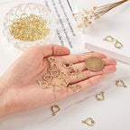 FASHEWELRY Golden Bow Connector Charms Bulk, Christmas Bowknot Link Charms, Infinity Links Geometric Hollow Bezel Pendants for Earring Bracelet Necklace Keychains Jewelry Making - color: Light Gold-Heart