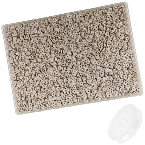 4100 Pcs Brown Clay Beads Bracelet Making Kit, 6mm Polymer Spacer Flat Heishi Beads for Jewelry Necklace Earring Making - color: Brown