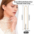Beebeecraft 10Pcs/Box Ear Threads 103mm 18K Gold Plated Long String Earring Threader Pull Through Threaded Long Chain with Loop for DIY Earring Making - color: Golden, size: 103mm