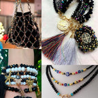 580pcs 4/6/8/10mm Glass Beads Black AB Coating Faceted Crystal Briolette Loose Beads for Bracelets Necklaces DIY Crafts - color: Black AB