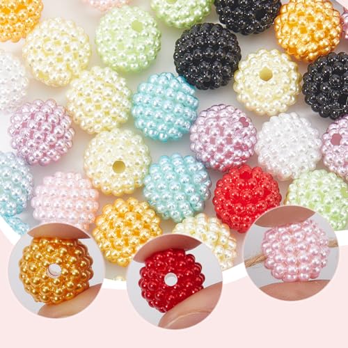 SUNNYCLUE 100Pcs 10 Colors Chunky Beads Bulk 15mm Beaded Pen Beads Disco Ball Beads Round Bayberry Beads Resin Chunky Bubblegum Bead Loose Bead for DIY Jewelry Making DIY Necklace Bracelets Crafts - color: 100pcs 15mm 10 Chunky Beads