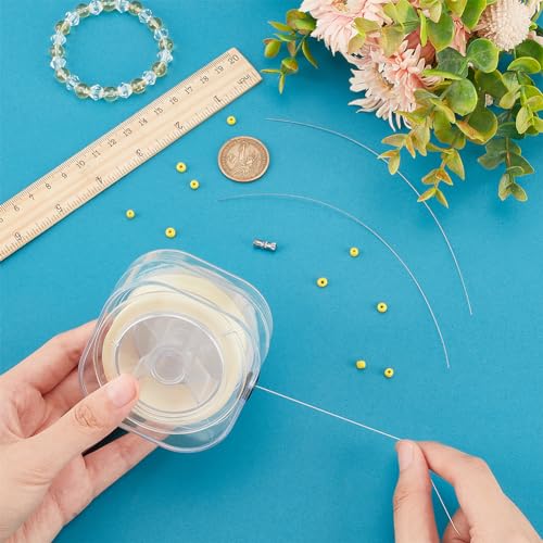 PH PandaHall 246 Yards 0.2mm String for Bracelet Beading Thread Seed Bead Thread Sewing String with Leading Wire and Organizing Case for Leather Stitching Beading Jewelry Bracelets Making Beige - size: 0.2mm, style: Beige