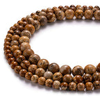 BEADIA Natural Brown Picture Jasper Stone Round Loose Semi Gemstone Beads for Jewelry Making 6MM 61PCS - color: Brown Picture Jasper, size: 6mm