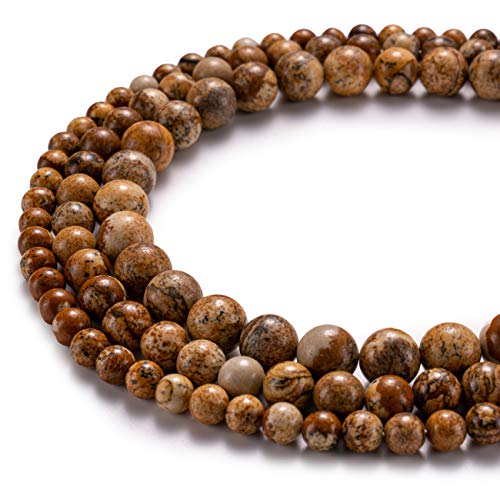 BEADIA Natural Brown Picture Jasper Stone Round Loose Semi Gemstone Beads for Jewelry Making 6MM 61PCS - color: Brown Picture Jasper, size: 6mm