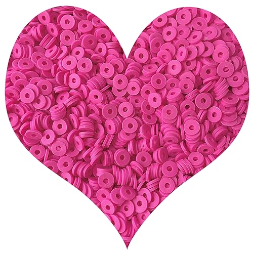 3000Pcs Flat Round Polymer Beads Vinyl Heishi Beads for Jewelry Making Women Necklace Bracelet Earrings (14-Rose Red) - color: 14-Rose Red