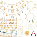 Quelay 328 Pcs Gold Sea Ocean Beach Charms Pendants for Jewelry Making Kit Bulk for Women DIY with 118 Charms 200 Jump Rings 5 Necklaces 5 Bracelets Accessories for Gift Beginner Arts Christmas