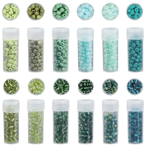 SUNNYCLUE 120G 4mm Green Seed Beads 6/0 Seed Bead Set Cute Glass Plastic Crystal Mixed Transparent Assorted Round Friendship Pony Loose Spacer for Jewelry Making Crafts Bracelets DIY Findings Beginner - color: Green, size: 4mm