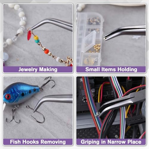 SPEEDWOX Bent Needle Nose Pliers With Smooth Jaw, 45 Degree Bent Long Nose Pliers, Hook & Needle Remover, Jewelry Making, Bending Wire & Small Object Gripping - style: Bent Needle Nose Pliers with Smooth Jaw