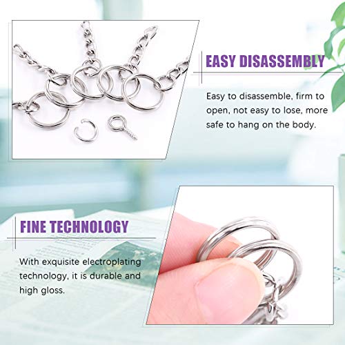 Swpeet 450Pcs 4/5" 20mm Sliver Key Chain Rings Kit, Including 150Pcs Keychain Rings with Chain and 150Pcs Jump Ring with 150Pcs Screw Eye Pins Bulk for Jewelry Findings Making (20mm, Sliver) - color: Sliver, size: 20mm
