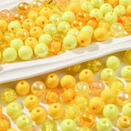 12mm Acrylic Beads 300pcs Yellow Focal Spacer Bead Chunk Bubblegum Beads for DIY Crafting Necklace Bracelet Jewelry Making Keychain (Yellow) - color: yellow
