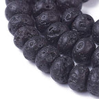 Craftdady 2 Packs Natural Black Lava Stone Beads Rondelle Volcanic Rock Gemstone Loose Beads Energy Healing Chakra Beads for Jewelry Craft Essential Oil Bracelet Necklace, Total 178Pcs - color: Black, 6-6.3x4-4.4mm