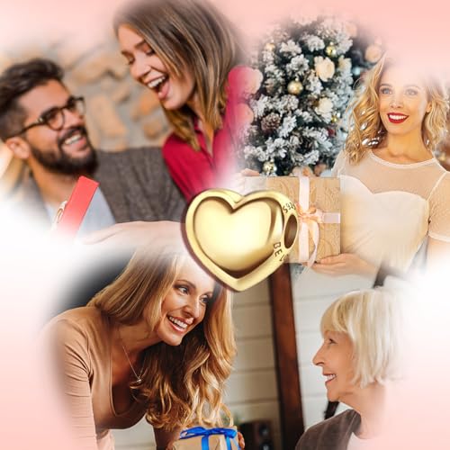 S925 Charms for Bracelets and Necklaces, Gifts for Mothers Nurses Day Graduation, for Girlfriend Family Friend, Bead Pendant, for Pandora, Silver 14K Gold Plated Enamel CZ, DIY Jewelry Making - style: Small 14K Gold Plated Heart Charm