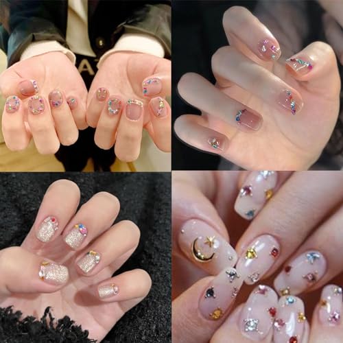 2000PCS Colorful Rhinestones Nail Art Charms Multi Shape Crystal Flat Back Nail Gems 3D Mini Heart Star Flower Nail Diamonds Kawaii Nail Crafts Acrylic Nail Rhinestone Diamonds for Women Nail - color: Mini-8