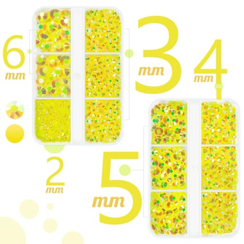 qiipii Lemon Yellow AB Resin Rhinestones for Crafting Citrine Flatback Jelly Stones 2mm 3mm 4mm 5mm 6mm Diamonds Crystals Gems for Face Eyes Makeup Tumblers Bottles DIY Crafts Clothes Shoes Phones - color: Lenmon Yellow AB