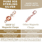Magnetic Clasps for Necklaces in 925 Sterling Silver Magnetic Necklace Clasp 14K Rose Gold Plated Round Jewelry Lock with Lobster Clasp Women 2.50 Grams Gifts - color: Rose Gold