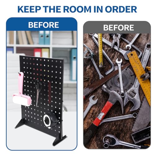 2Pcs Metal Pegboard Display Stand with 24 Peg Hooks for Craft Shows & Fairs,Black Jewelry Retail Display Rack for Selling Accessories,Display Stands for Earring,Pin Stands,Retail Vendors(16*12inch)