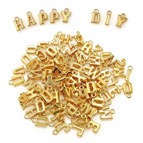 400pcs Big Large Alphabet Letter Beads,A-Z Large Alphabet Letter Charms for Jewelry Making, Bracelets, Necklaces, Keychains, DIY Crafts, Plastic Beads for Personalized Accessories (Gold Color-A) - color: Gold Color-A