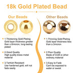 PH PandaHall 400pcs 4mm Smooth Gold Beads 18K Gold Plated Brass Beads Long-Lasting Round Spacer Bead Seamless Loose Ball Bead for Summer Hawaii Stackable Necklace Bracelet Earring Making - size: 4mm