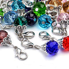 Aylifu Clip on Charms,24 Pieces Crystal Dangle Charms Pendant with Lobster Claw Clasp for Jewellery Making - 12 Colors - color: Silver