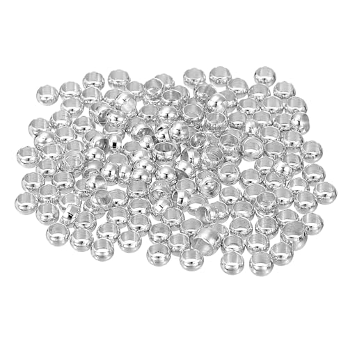 uxcell 200Pcs Round Crimp Beads, 3.5mm Metal Spacer Loose Beads Metal Clamp Ends Tiny Stoppers Bead for Bracelet Jewelry Making Craft DIY, White Gold - color: White Gold, size: 3.5mm