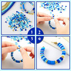 Ferraycle 5700 Pcs Fall Halloween Clay Beads Set Christmas Clay Beads Holiday DIY Jewelry Making Kits for Bracelet Necklace Earring(Blue Series) - color: Blue Series