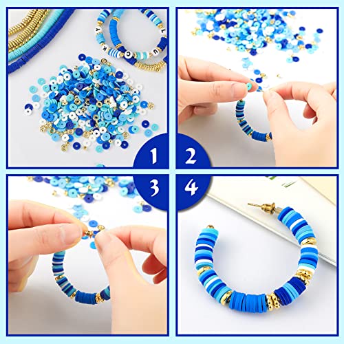 Ferraycle 5700 Pcs Fall Halloween Clay Beads Set Christmas Clay Beads Holiday DIY Jewelry Making Kits for Bracelet Necklace Earring(Blue Series) - color: Blue Series