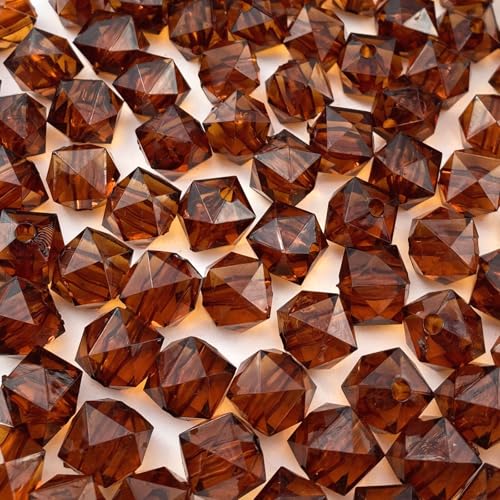 Jmassyang 100 Pieces 12mm Acrylic Faceted Cube Beads Colorful Square with Hole Plastic Loose Spacer Bead for DIY Wind Chimes Suncatcher Necklaces Bracelets Earrings Jewelry Making(Deep Coffee) - color: Deep Coffee, size: 12MM