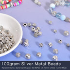 stino Metal Ball Spacer Beads for Jewelry Making, Silver Bracelet Earrings Necklace Findings & Supplies 512 (Ball (70pcs)) - color: Ball (70pcs)