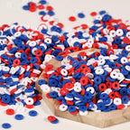 2000pcs Three Colors Clay Beads 6mm for Bracelets Making Flat Round Polymer Clay Bead Heishi Beads for Jewelry Making Earring Bracelets Necklace - color: White Dark red Royal blue