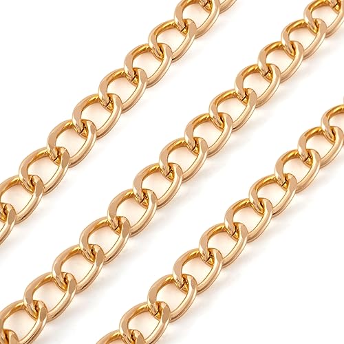 Craftdady 16.4 Feet Aluminum Curb Chain Link Gold Twisted Cable Cross Chain Unwelded 10x6.5mm with Spool for Bracelet Necklace Tassel Earring Jewelry Making - color: Gold, 10x6.5mm