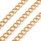 Craftdady 16.4 Feet Aluminum Curb Chain Link Gold Twisted Cable Cross Chain Unwelded 10x6.5mm with Spool for Bracelet Necklace Tassel Earring Jewelry Making - color: Gold, 10x6.5mm