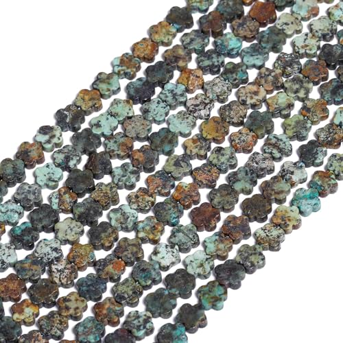 Songxi 60pcs 6mm African Turquoise Plum Blossom Natural Stone Beads for Jewelry Making, Smooth Loose Flower Shape Gemstone Beads for Bracelets Necklace Earrings Making Supplies ﻿ - color: African Turquoise