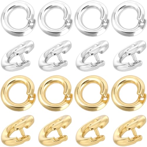 20pcs Split Open End Jump Ring, 14K Gold & Silver Plated Locking Circle Clasp Ring, ID 3mm Connector Accessories for Earrings Bracelets Necklaces DIY Crafts Jewelry Making - color: 14K Gold & Silver