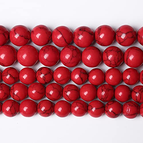 90pcs 4mm Natural Stone Beads Red Turquoise Gemstone Round Loose Beads for Jewelry Making Crystal Energy Stone Healing Power DIY Bracelets (Red Turquoise Beads, 4mm) - color: Red Turquoise Beads, size: 4mm