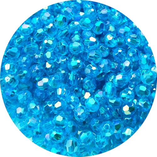 400 PCS 8mm Acrylic Faceted Spacer Beads AB Color Glossy Round Loose Beads for Jewelry Making Bracelet Necklace Earring Ornament Wind Chimes Key Chains(Aquamarine AB) - color: Aquamarine AB, size: 8mm