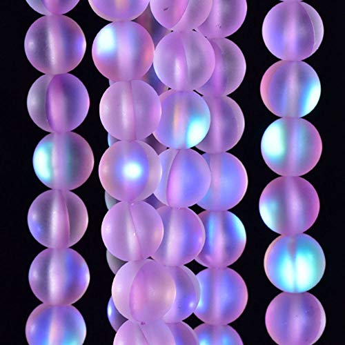 38PCS 10mm Natural Light Purple Mystic Aura Quartz Gemstone Frosted Matte Titanium Round Loose Spacer Beads 15 inch Full Strand Crystal Healing Power Quartz - color: Light Purple Mystic Aura, size: 10mm