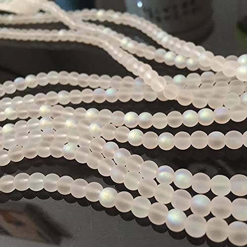200 Pcs Matte Crystal Glass Beads Mermaid Aurora Beads with Hole Jewelry Making Crafts DIY 6mm - size: 6mm