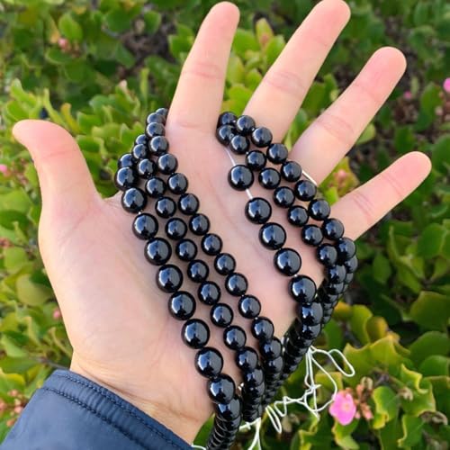 48pcs Adabele AAA Grade 8mm Natural Shell Pearl Loose Round Beads Freshwater Mother of Pearl Nacre 15 inch (Jet Black) for DIY Craft Jewelry Making SP8-23 - color: Black, size: 8mm (48pcs/1 Strand)